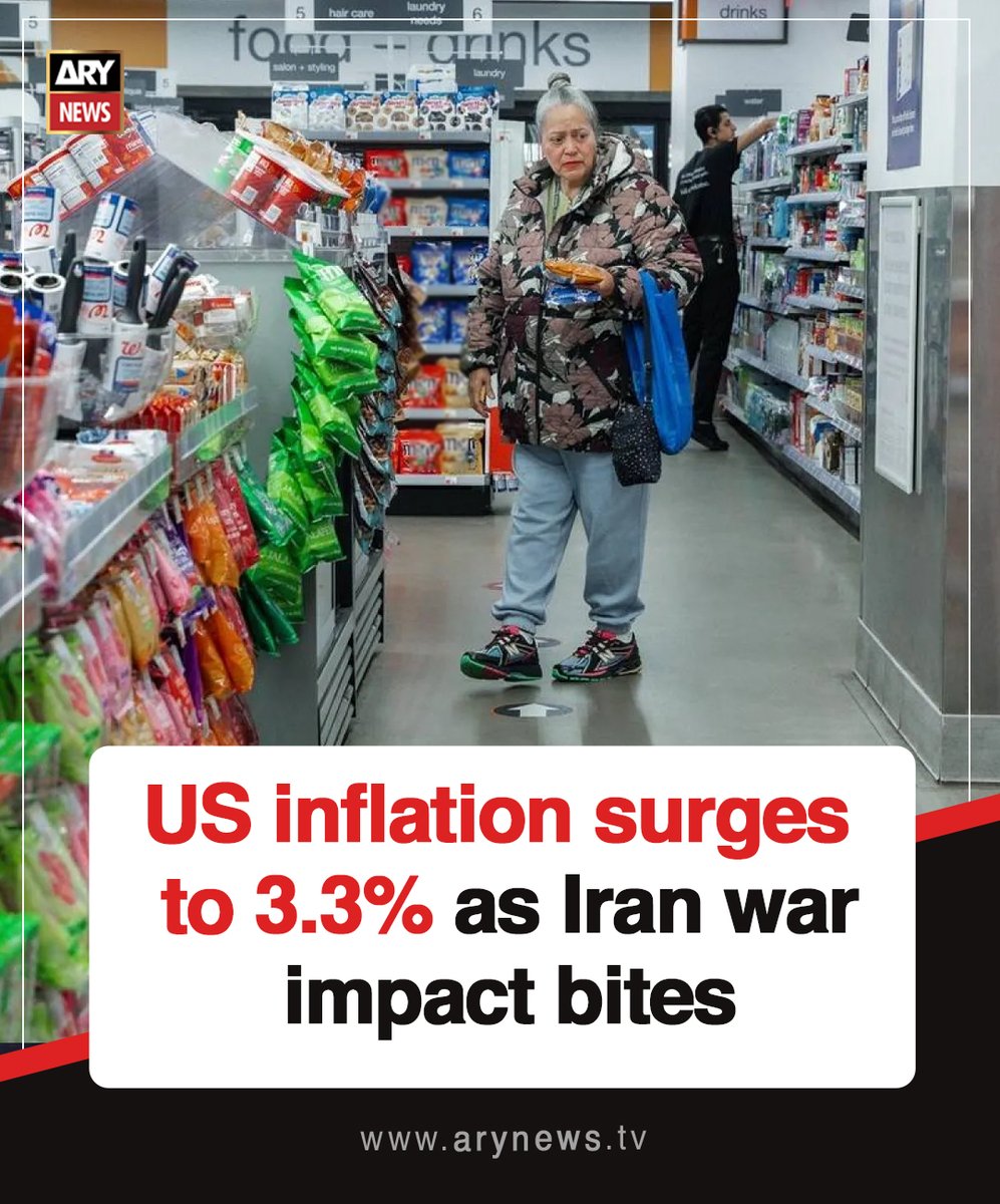 ARYNEWSOFFICIAL's tweet image. #US #inflation surges to 3.3% as Iran war impact bites

Read More : arynews.tv/us-inflation-s…

#ARYNews