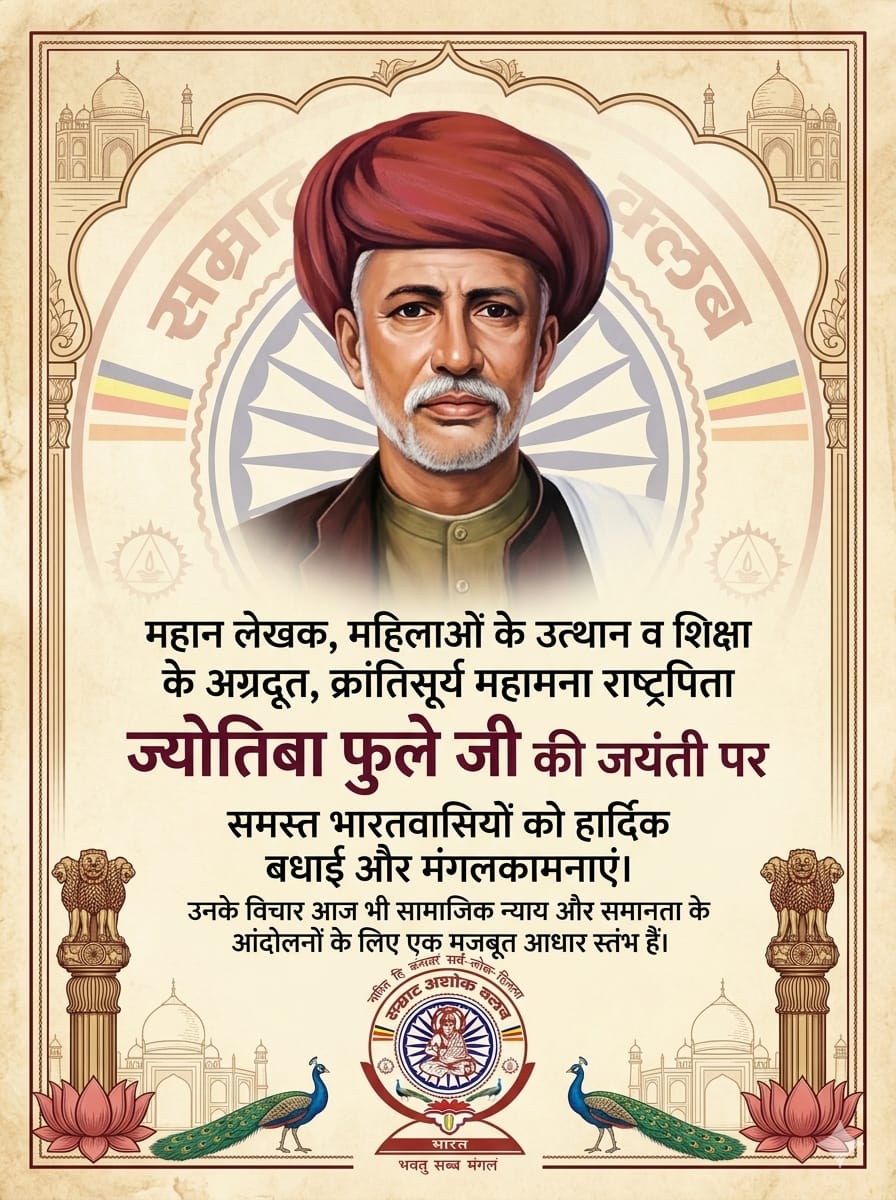 SamratanujKush3's tweet photo. महान समाज सुधारक, शिक्षा के अग्रदूत और शोषित- वंचित समाज की आवाज़ महात्मा ज्योतिबा फुले जी को उनकी जयंती पर कोटि-कोटि नमन। https://t.co/Taerd8hlfK