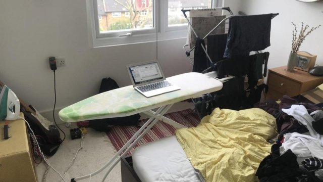 TsuiAllen's tweet image. Seeing #IroningBoards trending right now according to X, here's mine from April 2020 when many were #WorkingFromHome My HSE Display Screen Equipment Workplace Regulations compliant height adjustable mobile workstation...