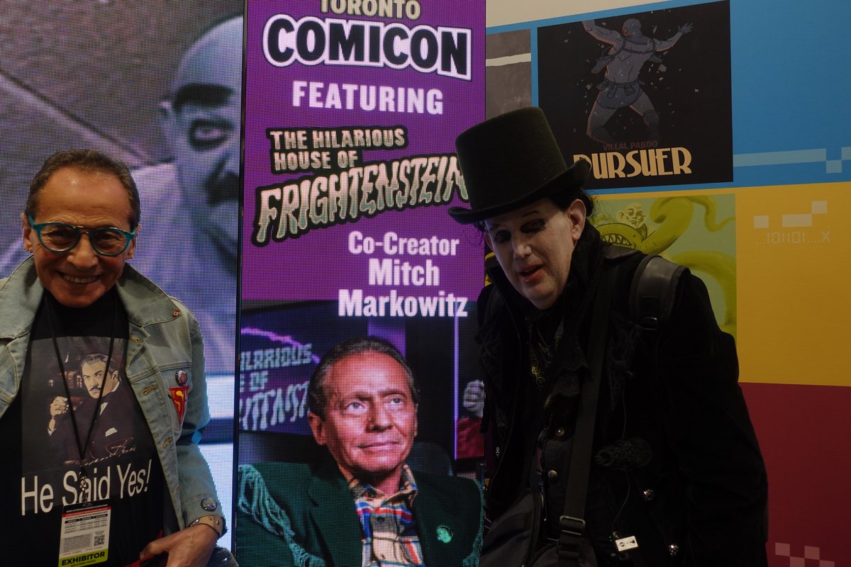 EmmanuelSk94460's tweet photo. Hello. All my #Alternativefashion friends, &amp; all my YouTuber friends, &amp; all my #spooky friends, many more my friends, and fans of me. This me with #Mitchmarkowitz at @TorontoComiCon this year in March, 2026. I grow up watching #hilarioushouseoffrightenstein , #vincentPrice https://t.co/UOq43XGt6y