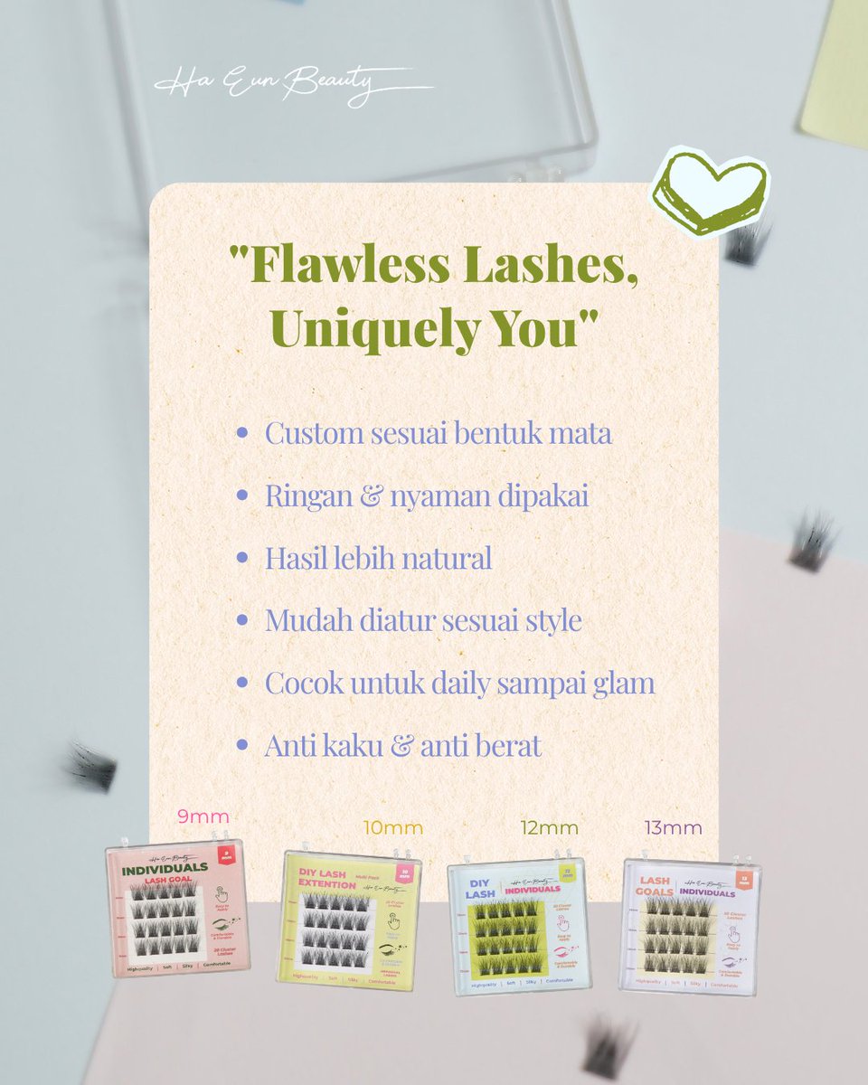 Ha_Eun_Beauty's tweet photo. Bulu mata bisa di DIY? ๐
Individual lashes ha eun beauty punya 4 ukuran yang bisa kamu custom urutannya sesuai gaya kamu ๐
Eye look-nya lebih natural & on point โจ
#haeunbeauty #individualashes #bulumata #bulumatasatuan #eyelashes https://t.co/hkVFDxmwXp
