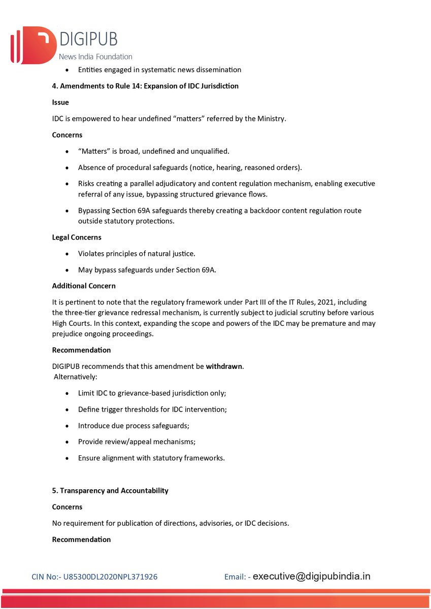 DigipubIndia's tweet image. We’ve sent DIGIPUB’s submission on the Draft IT Rules, 2026 to the Ministry.
Now it’s your turn.
Submit your responses by 14 April — and use our document if helpful. (link in reply👇)
Let’s make our voices count.
#ITRules #Consultation #DigitalNews