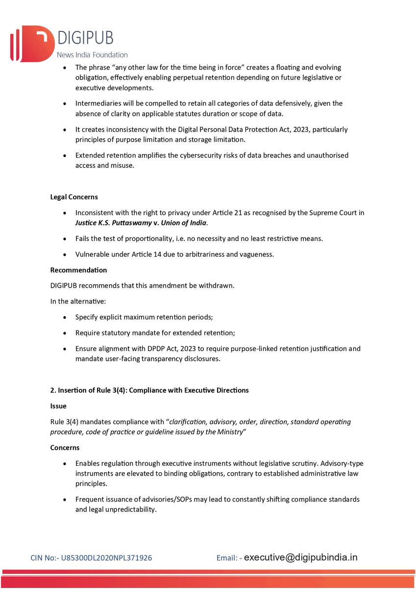 DigipubIndia's tweet image. We’ve sent DIGIPUB’s submission on the Draft IT Rules, 2026 to the Ministry.
Now it’s your turn.
Submit your responses by 14 April — and use our document if helpful. (link in reply👇)
Let’s make our voices count.
#ITRules #Consultation #DigitalNews