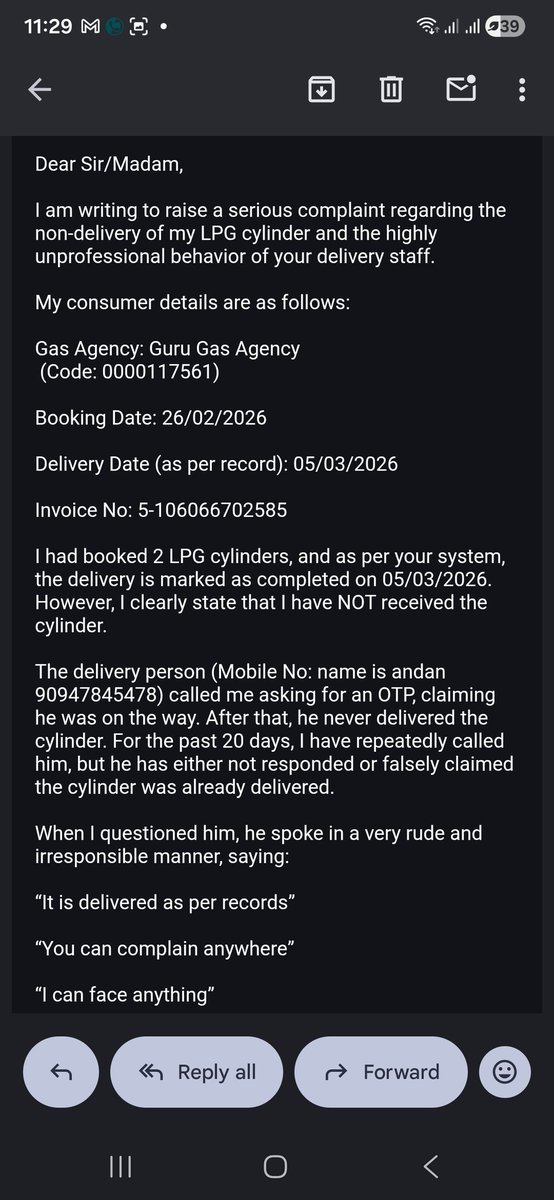 azeebasha's tweet photo. @IndianOilcl Very worst service from Indian Oil. No response to customer even after repeated calls and follow-ups. Gas booked as instructed, details shared, still no action taken.
This kind of negligence is unacceptable. Kindly take immediate action and resolve the issue. https://t.co/0gDDMl6iZk