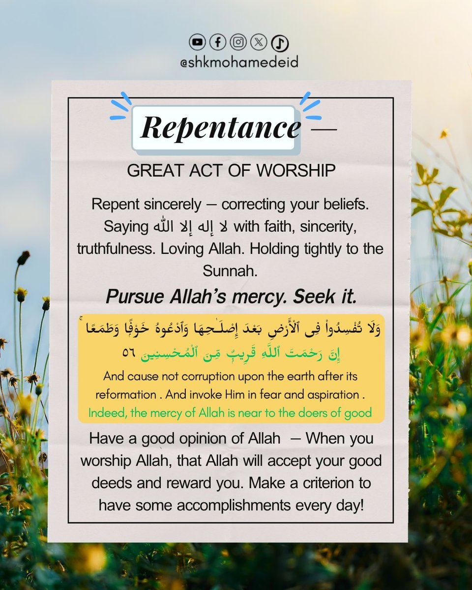 shkmohamedeid's tweet photo. #repentsincerely #repentance #actsofworship #seekmercyofAllah #hadith https://t.co/RSofyVYDhl