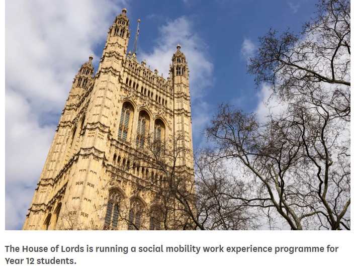 opportunitiesfy's tweet image. UK Year 12 students 🇬🇧 Apply for the House of Lords Social Mobility Work Experience 2026 (1-week Parliament experience) – Deadline: 22 April 👉 wp.me/p23f03-kz5

#UKOpportunities #WorkExperienceUK #SixthForm #ApplyNow