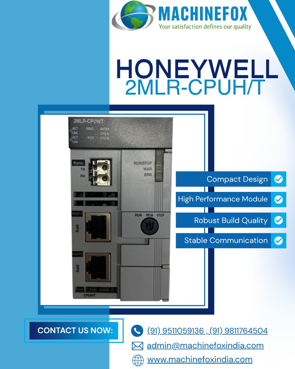 Machinefoxindia's tweet image. The Honeywell 2MLR-CPUH/T delivers precision, reliability, and performance for modern automation systems.

Available at Machinefoxindia.
VISIT US NOW: machinefoxindia.com

#IndustrialAutomation #Honeywell #Machinefoxindia #PLC #Industry40