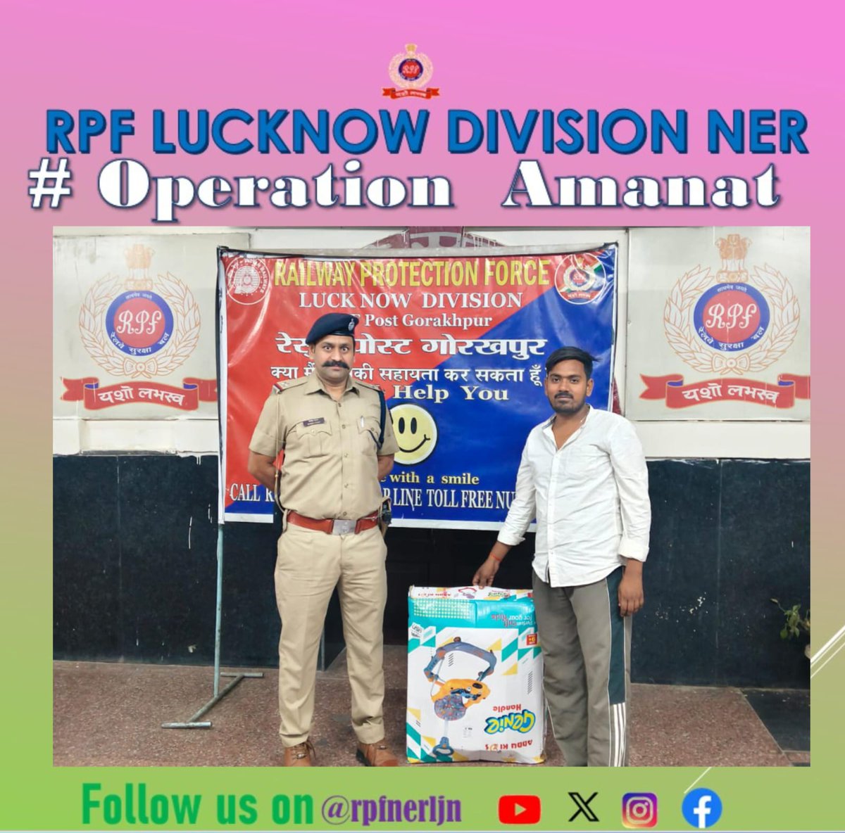 rpfnerljn's tweet image. #OperationAmanat #RPF Gorakhpur  Staff, On a Complaint Received Through Rail madad, Recovered Left Behind Passenger's Belonging  From Train no 15274 &amp;amp; safely returned it to the rightful owner on 10.04.2026.
@drmljn
@RPF_INDIA
@rpfner
@rpfpcgkp
#PassengerSafety #IndianRailways