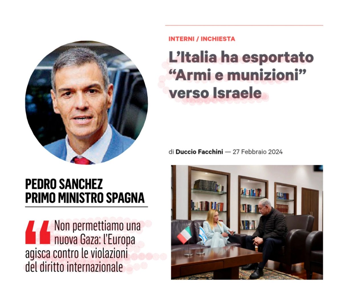 La differenza tra un grande premier che afferma ciò che pensa la maggior parte del mondo e una sciacqualattuga che si vanta di essere madre e cristiana ma continua imperterrita ad essere complice di due criminali