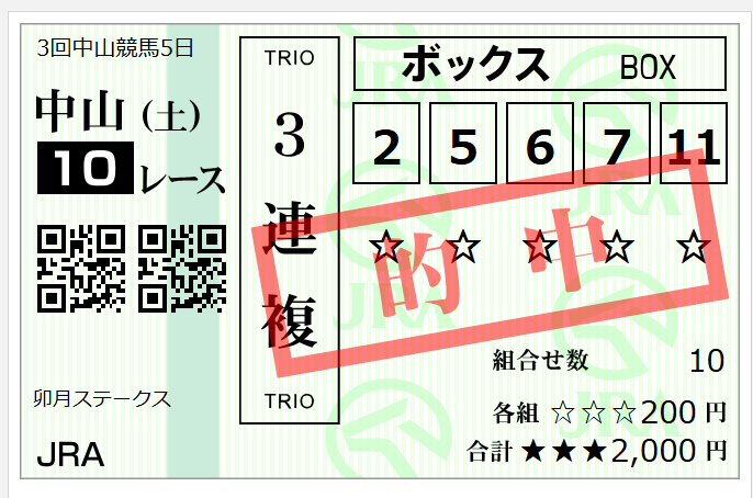 あざした。
明日の桜花賞の資金増えた