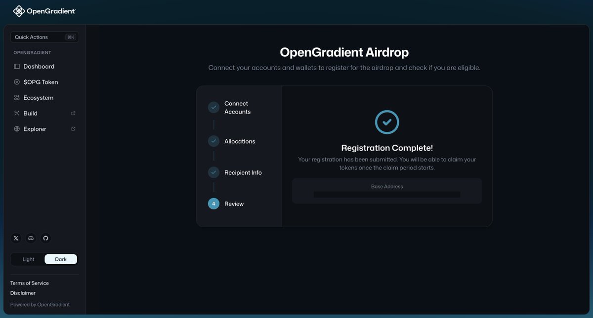 web3_tech_'s tweet image. Eligible for $OPG airdrop as a builder and OG role holder on @OpenGradient 
 
TGE is April 21st, registration closes April 20th

Let’s see how this goes

Btw check out my recent project on x layer
