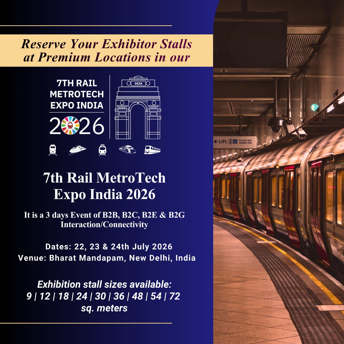 rmt_expo's tweet image. Reserve Your Space at the 7th Rail MetroTech Expo India 2026!

📅 Dates: 22, 23 &amp;amp; 24th July 2026
📍 Venue: Bharat Mandapam, New Delhi, India
🌐 Book Your Stall Now: railanalysis.in/info/exhibitor…

#RailMetroTechExpo2026 #RMT2026 #RailAnalysis #Metro #RollingStock #IndianRailways