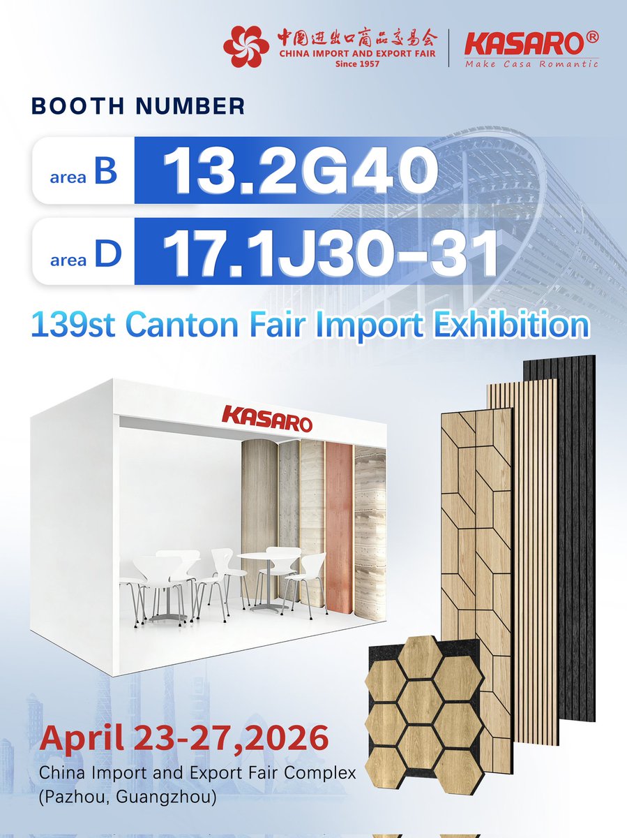 HuiAlex40907's tweet photo. 📢 Join KASARO at the 139th Canton Fair Import Exhibition! 🇨🇳 https://t.co/KC02E8ymLZ
