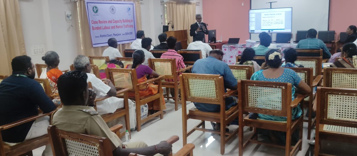 SHEDIndia's tweet photo. 10.04.2026
Case review and Capacity Building on Human Trafficking and Bonded labour at District Court, #Thanjavur headed by Honourable Principal district Judge in presence of Secretary, DLSA &amp; Magistrates. Appointed Panel advocates also participated
#SHEDIndia
#DLSA
#BondedLabour https://t.co/qxGaTPBXJT