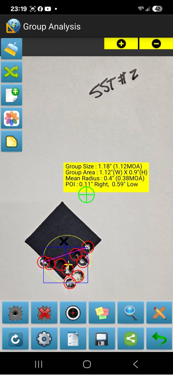More shot group data for the new cartidge using 123-grain ELD and 123-grain SST.  Need to go back up 0.1 - 0.2 grains, the higher pressure  gave more consistent velocities.