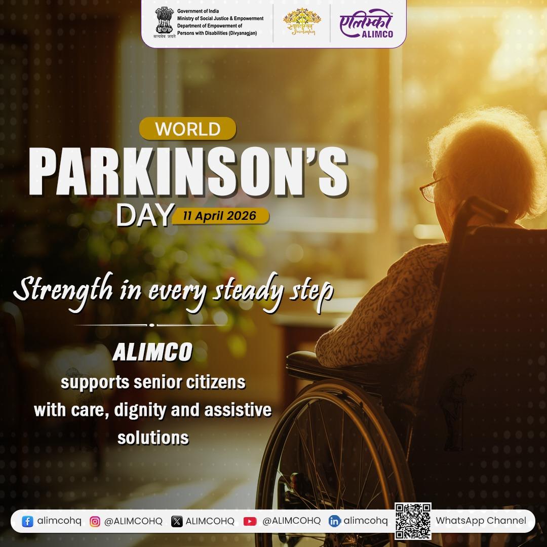 ALIMCOHQ's tweet image. On #WorldParkinsonsDay, #ALIMCO stands with every senior navigating Parkinson’s—enabling comfort, confidence, and independence through assistive support.

#SeniorCare #DignityInLiving