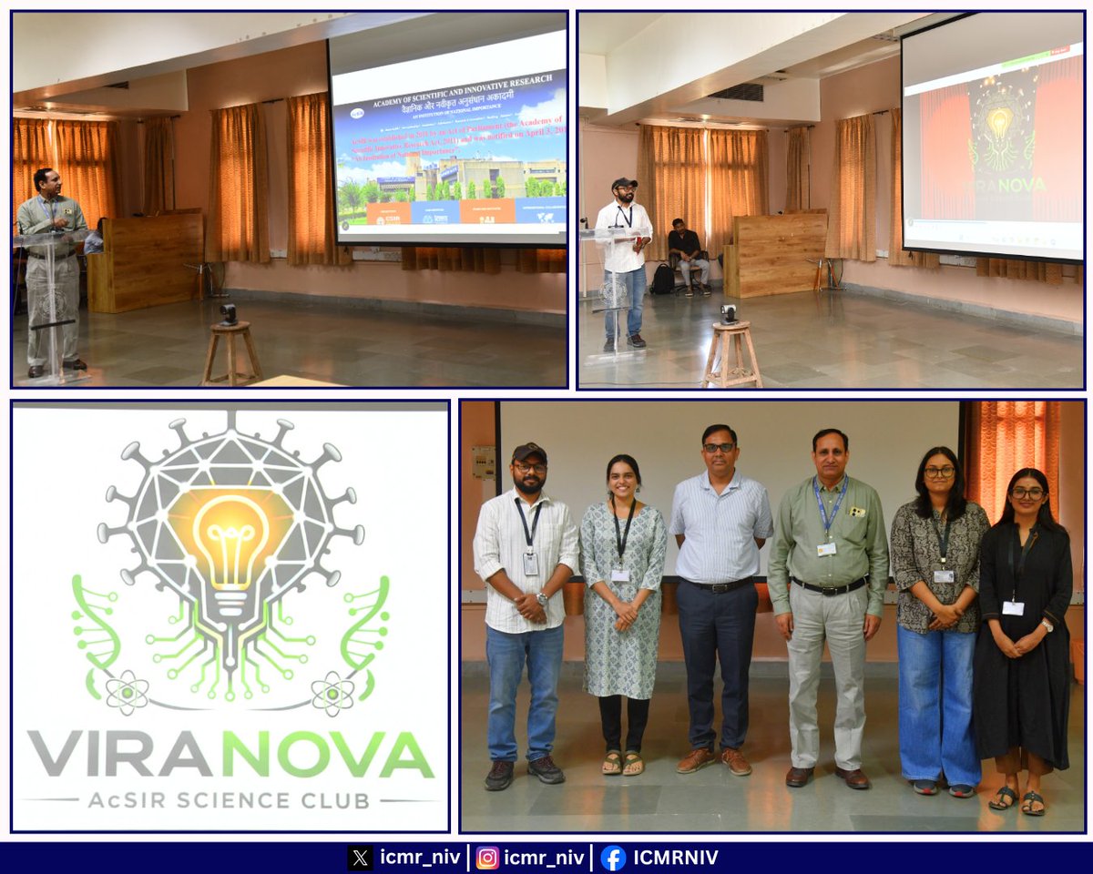 icmr_niv's tweet image. On the occasion of #AcSIRFoundationDay &amp;amp; #WorldHealthDay, @ICMR_NIV inaugurated ‘VIRANOVA’ – the AcSIR Science #Club of ICMR-NIV on 08.04.2026, encouraging the exchange of scientific knowledge. @DeptHealthRes @ICMRDELHI @AcSIR_India #Virology #Science #Research