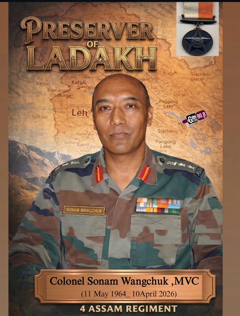 Saluting the extraordinary life of #ColonelSonamWangchuk, MVC (1964–2026). The "Lion of Ladakh" and a legend of the 4 Assam Regiment, his bravery during the Kargil War remains etched in our history. A monumental loss for the nation. 
Rest in Peace, Sir. #ColonelSonamWangchuk