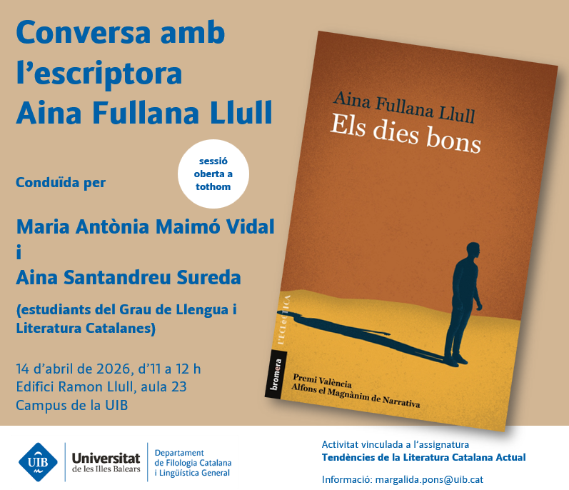liupons's tweet photo. Aquest semestre hem llegit la novel·la 'Els dies bons', i dimarts de matí en parlarem amb @Ainaflll.  Maria Antònia Maimó i Aina Santandreu conduiran la conversa, en una sessió oberta a tothom. Impaciència fora mida, Aina! https://t.co/Odzu298RaF