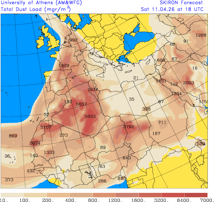 Meteovilles's tweet image. 🟤 Le #sable du #Sahara survole une grande partie de la France ce samedi 11 avril 2026. Avec le retour de la #pluie, il faut s'attendre à des dépôts. (via SKIRON)