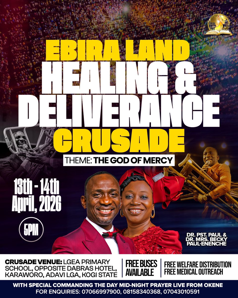 drpaulenenche's tweet image. MERCY IS SPEAKING ACROSS THE NATIONS 🔥

From EBIRA LAND (Kogi State), and all the way to JALINGO…
The sound of mercy is rising, and destinies are aligning for undeniable encounters.

This is a divine invasion where the God of mercy steps in to rewrite stories, lift burdens,