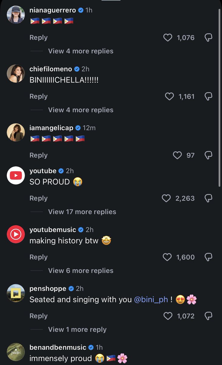 LOOK: BINI’s Coachella reel is now among the most-viewed reels on Coachella’s Instagram, surpassing 2.1 million views.

Several notable Filipino personalities, artists, and fellow musicians have also shown their support in the comment section 🌸🎡🇵🇭

BINI PPOP PRIDE