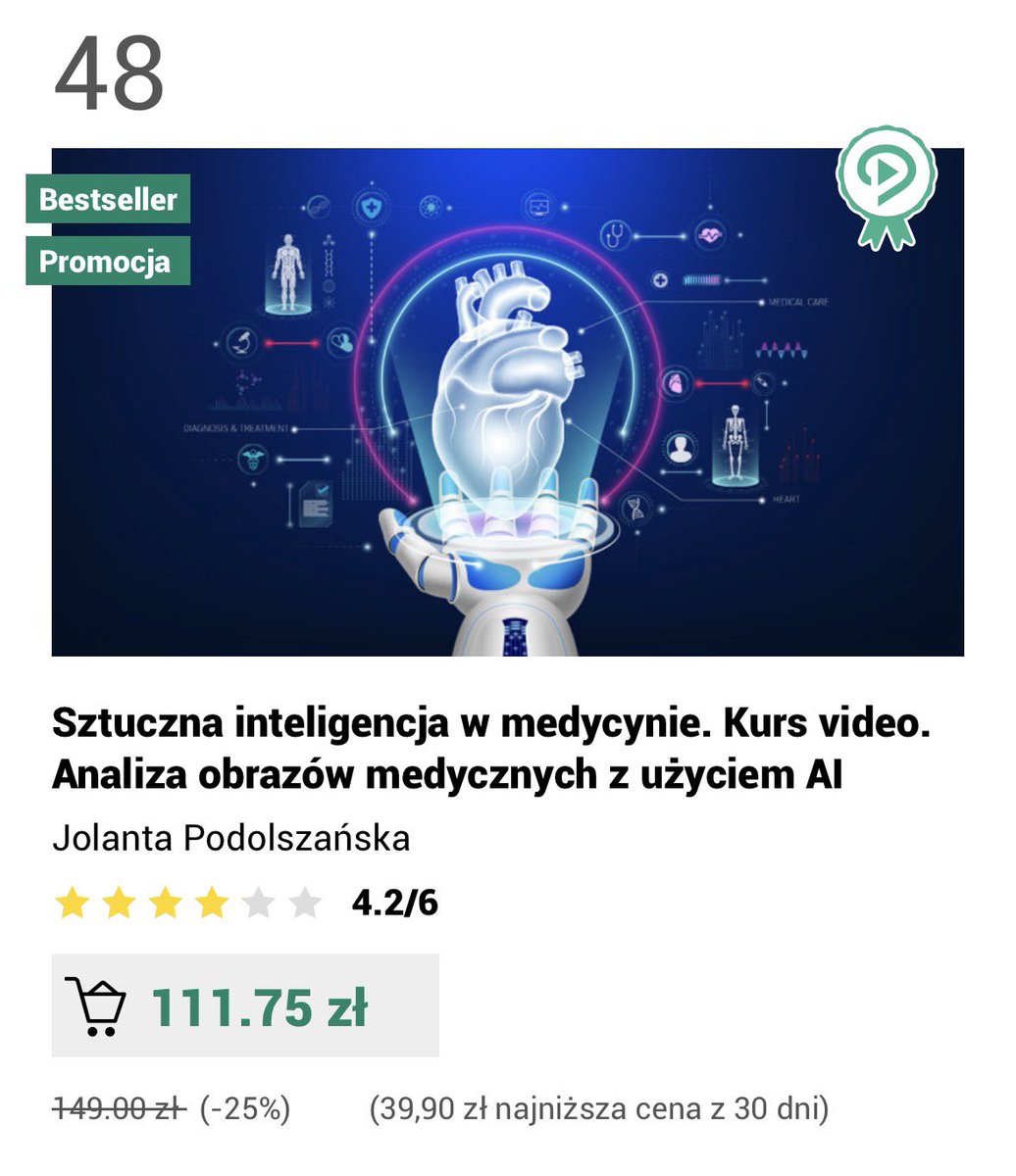 ohmyphd's tweet photo. Jakiś czas temu udało się wydać własny kurs ze Sztucznej inteligencji w medycynie.  Mija 4 miesiąc od jego premiery. Jestem wdzięczna, że mogłam nagrać kurs kiedy moja astma oskrzelową była w nienajlepszej kondycji, stąd trzaski na nagraniach :) https://t.co/xyMxFEyy6a