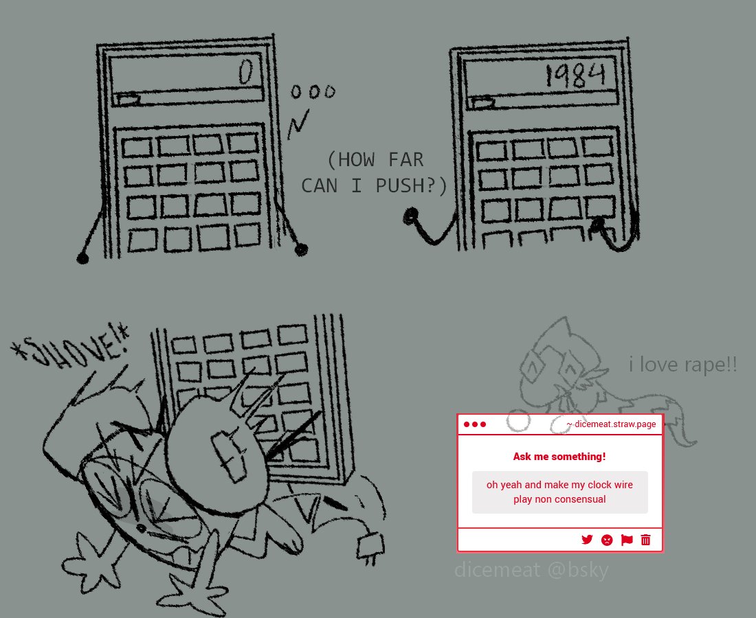 dicemeat's tweet photo. guess ill post this here too snzz
cw rape/non-con, wireplay
1/2 (replies)
#oscnsfw #objectnsfw #nsfwosc #nsfwobject https://t.co/vLfHFVr7Wu