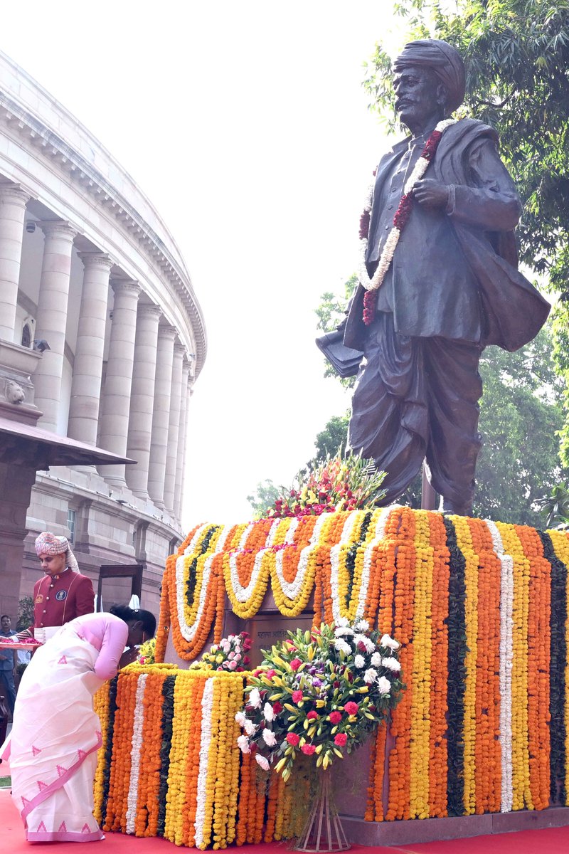 Daf_mosje's tweet photo. Dr. Ambedkar Foundation organised a floral tribute on the 200th Birth Anniversary of Mahatma Jyotiba Phule on 11.04.2026 at Prerna Sthal, Parliament.

The tribute was led by Hon’ble President Smt. Droupadi Murmu, Hon’ble VP Shri C. P. Radhakrishnan, Hon’ble PM Shri Narendra Modi https://t.co/ogfgIi0lwi