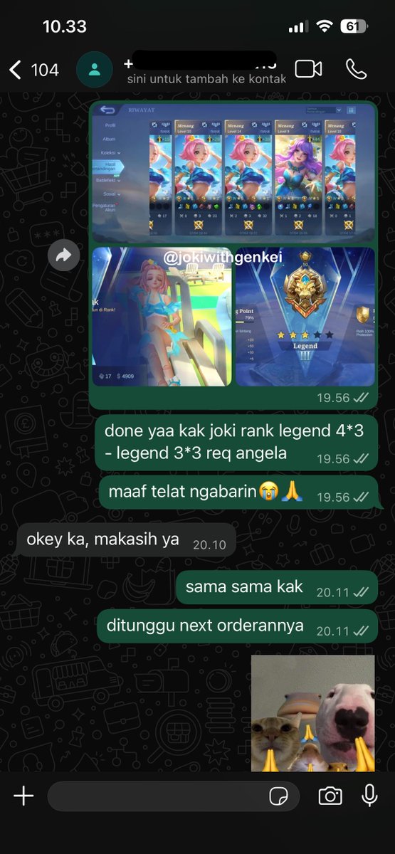 #testigenkeii
864. legend 1*4 - full grading req zhuxin zetian
865. mythic *7 - mythic *17 req ixia
866. legend 3*5 - mythic req nana
867. legend 4*3 - legend 3*3 req angela

t. joki ml, jokgen rank