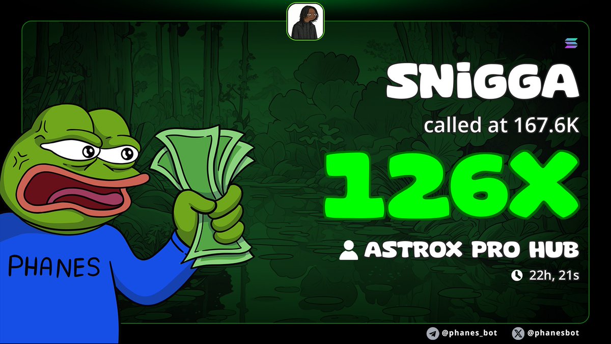Update for $SNIGGA play - Hit new ATH 📈

MC: $175K —> $19.3M new ATH

🥇 Onchain Whale Moves::
t.me/AstroX_Onchain

⚙️ AstroX Insider Tool:
t.me/AstroXPro_Bot?…

7c5gm5fqvQuyteJ9G4pFaubqRVHuegsFXtfHJXBBpump