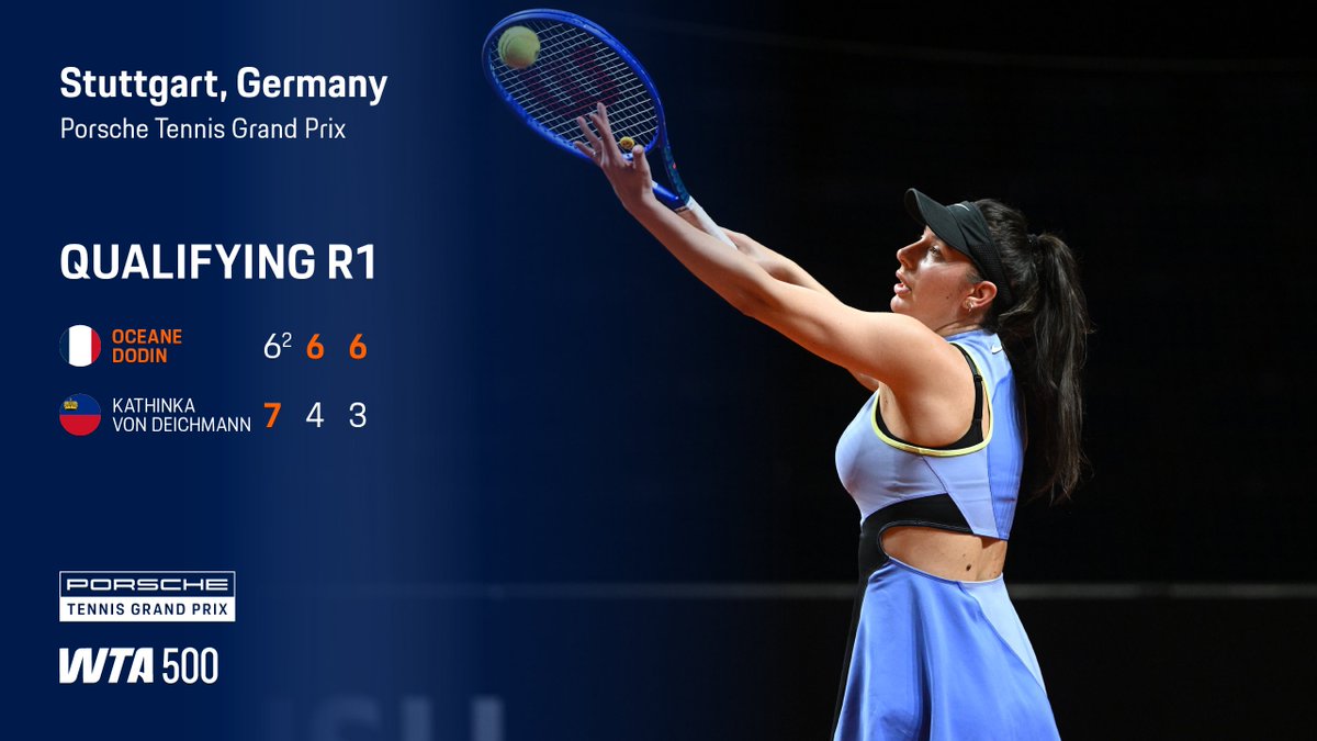 PorscheTennis's tweet photo. Oceane #Dodin is through to the second qualifying round.

#PTGP26 https://t.co/5KcNmW31Kg