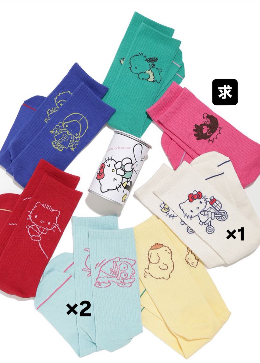 pupupuri05's tweet photo. サンリオ ハウス sanrio house
ランダム 缶 靴下 ソックス 交換

【譲】水色 ハンギョドン×2 白 キティ
【求】ピンク バッドばつ丸 

郵送での交換希望です！
お気軽にご連絡お待ちしております🙇🏻‍♀️ https://t.co/nBSEEm7M8j