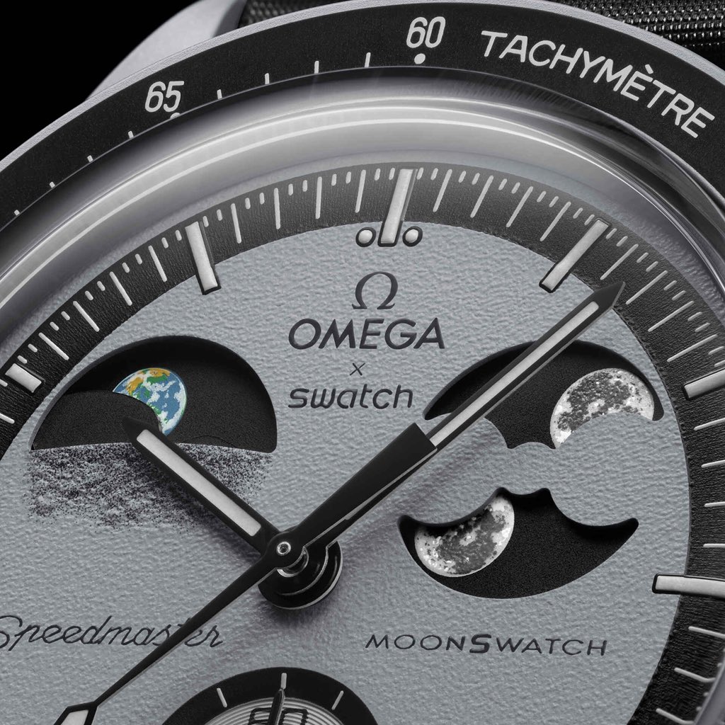 SciFiArchives's tweet photo. The new Omega x Swatch “Mission to Earthphase” is absolutely stunning. https://t.co/pGVVeZqXYW