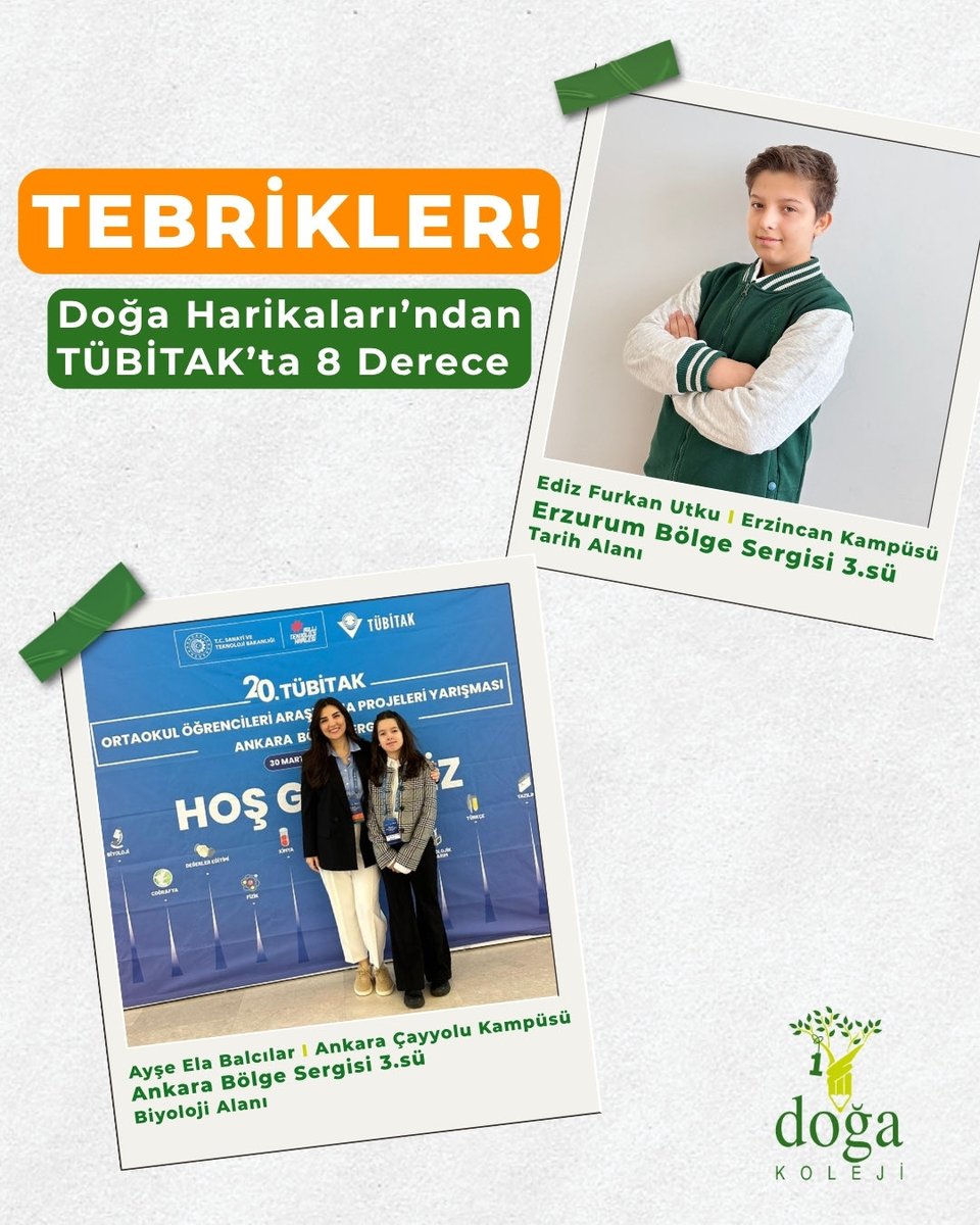 Doğa Harikalarımızdan TÜBİTAK’ta 8 Derece 🚀

20’nci TÜBİTAK 2204-B Ortaokul Öğrencileri Bilimsel Araştırma Projeleri Yarışması Bölge Sergisi’nde Türkçeden biyolojiye, matematikten teknolojik tasarıma uzanan projelerimizle güçlü bir başarıya imza attık.

Araştıran, soran,