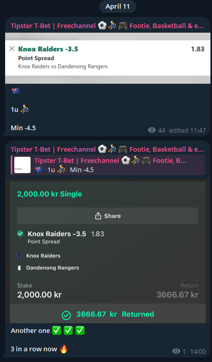 Tipstertbet's tweet photo. After our 6/6 wins we had 2 losses in our freechannel

But up again with 3 in a row 🔥

All free, just to join

Welcome! https://t.co/2j44mdN9uo