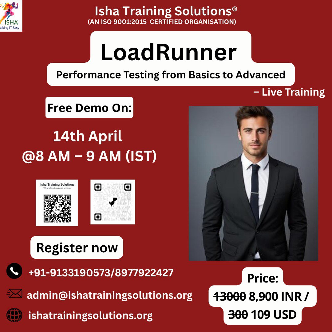 IshaKumargupta's tweet photo. Isha Training Solutions presents "LoadRunner Training Course"-Live Training
Free Demo On:
14thApr@8:00AM(IST)/13thMar@10:30PM(EST)
byjoiningthelink
https://t.co/pgvjFtYJCY
call/WhatsApp@+91 9133190573
pls go through the link below
https://t.co/nqjBmzRLAb
#LoadRunner #ITCareer https://t.co/R7fpGPjHd0