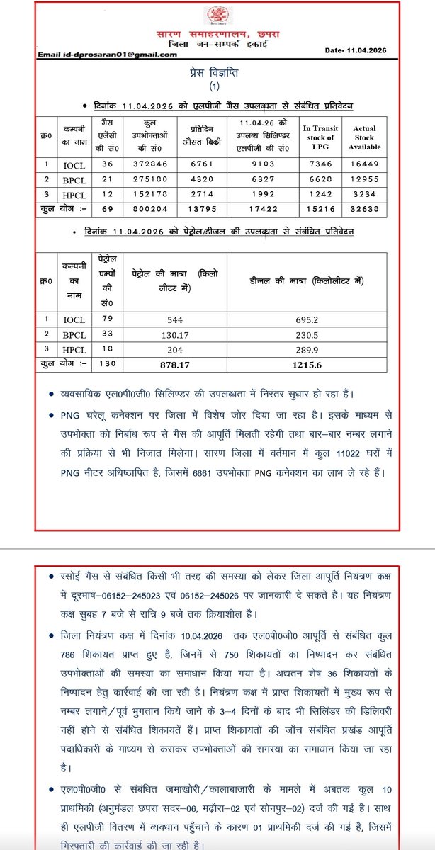 Saran_dm's tweet image. रसोई गैस से संबंधित कोई समस्या हो तो कृपया अपने कंज्यूमर आईडी डिटेल के साथ अपनी शिकायत जिला उत्पाद नियंत्रण कक्ष के दूरभाष  संख्या 06152 245023 या 245026 पर दर्ज करायें.
#LPGSupply 
#controlroom 
#saran 
#chapra 
@food_bihar 
@IPRDBihar