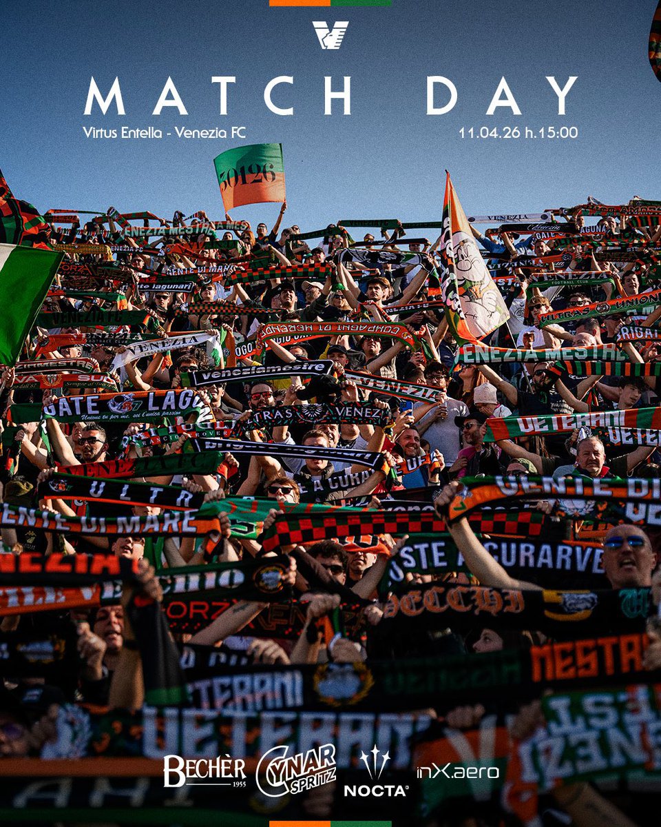 VeneziaPolska's tweet photo. DZIEŃ MECZOWY
🆚 Virtus Entella
🏆 Serie B
📅 11.04.2026
🕒 15:00
🏟 Stadio Pier Luigi Penzo
📺 @OneFootball
#️⃣ #VeneziaEntella
#ArancioNeroVerde #włoskarobota #włoskabiedota https://t.co/4CkLDXvj7z