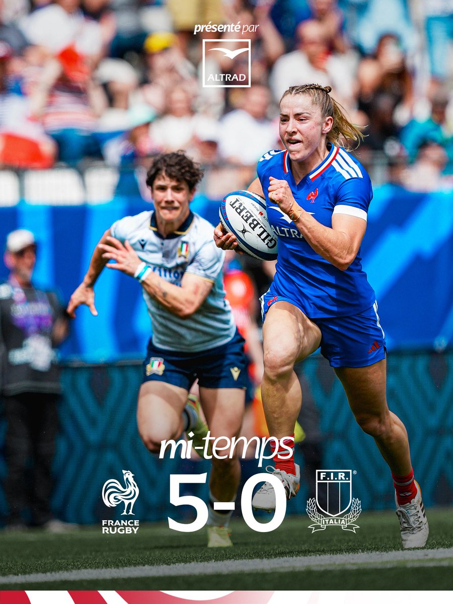 FranceRugby's tweet photo. 🇫🇷🇮🇹 C'est la pause à Grenoble, où les Bleues mènent 𝒅'𝒖𝒏𝒆 𝒄𝒐𝒖𝒓𝒕𝒆 𝒕𝒆̂𝒕𝒆 pour cette première sortie de ce @Womens6Nations 2026 ! 

💪 Il va falloir tout donner pour faire la différence en 2e mi-temps !

#FRAITA #XVdeFrance https://t.co/I5fSJVVh5t