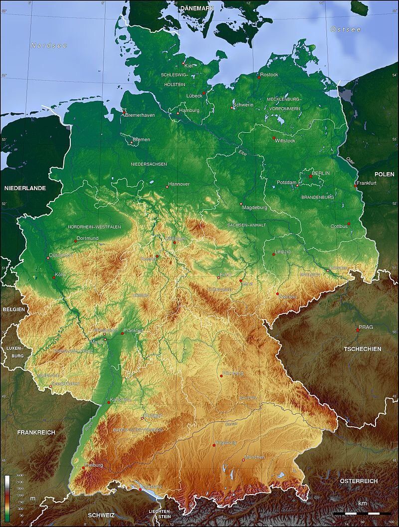 simongerman600's tweet image. Simply a nice topographical #map of #Germany. Source: buff.ly/2EghalD