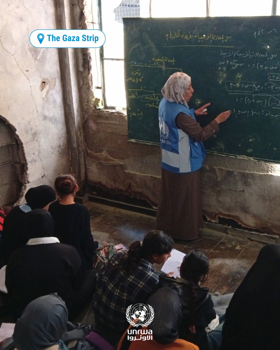 UNRWA's tweet image. Across the #Gaza Strip, amid rubble and uncertainty, thousands of children continue to take part in learning activities, both in shelters and through digital platforms. 

Despite the difficult conditions, UNRWA helps them remain connected to structured activities and a sense of