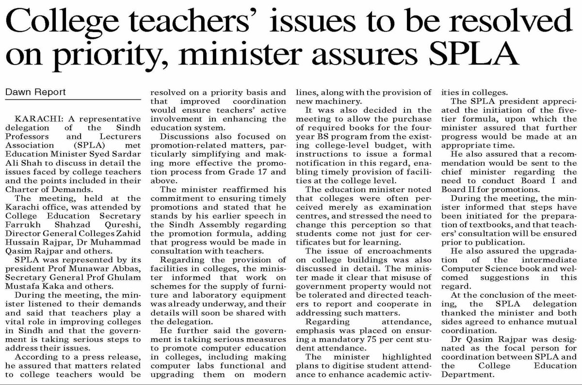 MinisterEduGos's tweet image. #Dawn | The minister @sardarshah1 reaffirmed his commitment to ensuring timely promotions and stated that he stands by his earlier speech in the Sindh Assembly regarding the promotion formula, adding that progress would be made in consultation with teachers.