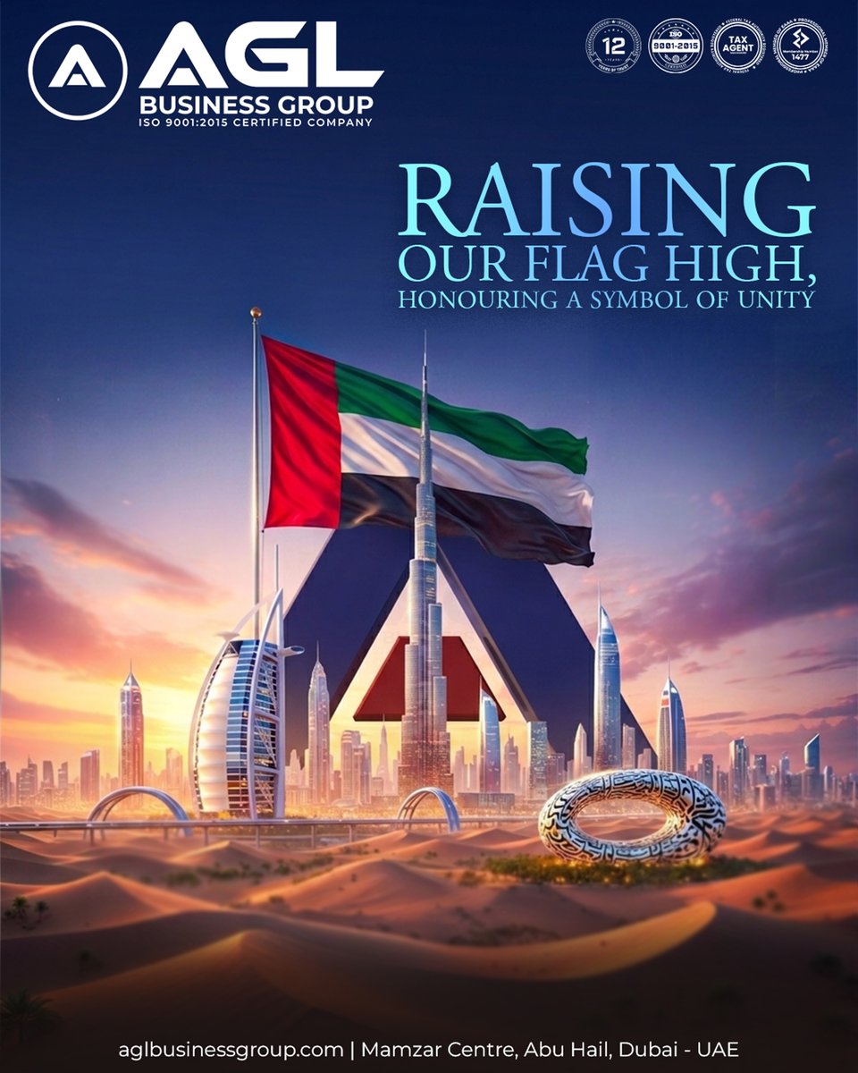 AglBusiness's tweet image. Raising our flag high with pride✨
Celebrating the unity, vision, and unstoppable growth of the UAE.

#UAENationalDay #ProudToBeInUAE #UAE #DubaiBusiness #UnityInDiversity #UAEPride #AGLBusinessGroup #DubaiLife #UAEStrong