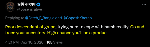 RahiqWebDevX's tweet photo. @bose_is_alive @RX_9999_2 You asked for it. Don’t act like a victim now. You Hindu nationalists are all the same: first you provoke others, and when they respond, you play the victim. This is classic Hindu nationalist behavior.
All Indian Hindus like you can think of when insulting others is rape and sex. https://t.co/w1svcovV9J