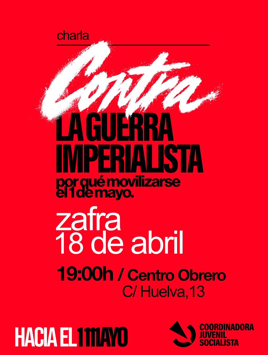 🔴 CONTRA LA GUERRA IMPERIALISTA

El próximo sábado 18 de abril presentaremos nuestra propuesta en torno al 1 de mayo y por qué movilizarse.

📍Centro Obrero de Zafra (C/ Huelva, 13)
18 de abril a las 19:00h.