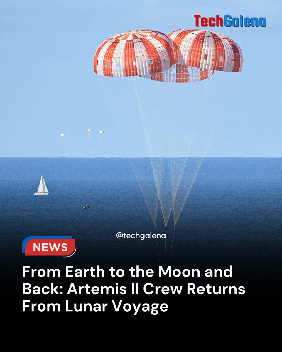 techgalena's tweet photo. After more than 50 YEARS, humanity has finally returned from a journey around the Moon 🌕

The Artemis II crew is back on Earth — marking the first crewed lunar mission since Apollo. This isn’t just a mission… it’s the beginning of a new space era. https://t.co/L5fNWZPE9V