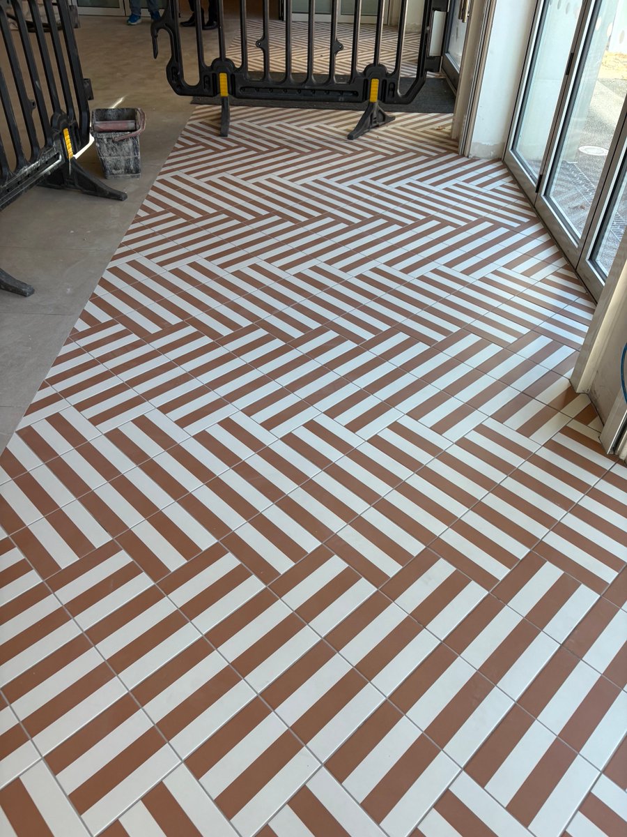JBTiling's tweet photo. Herringbone effect tiling done in commercial property in Hove https://t.co/7i4Mk1jAhe