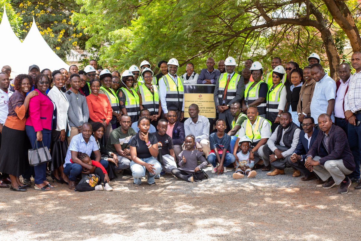 CITAMKE's tweet photo. CITAM CLAY CITY GROUND BREAKING🧱 

We are excited to watch their construction journey unfold.  
Led by Rev Dr. Calisto Odede, congregants gathered for the ground breaking of sanctuary, under TIG. 
All glory to God! 
#newbeginning 
#nothingisimpossiblewithgod https://t.co/O5fKbfCuK4