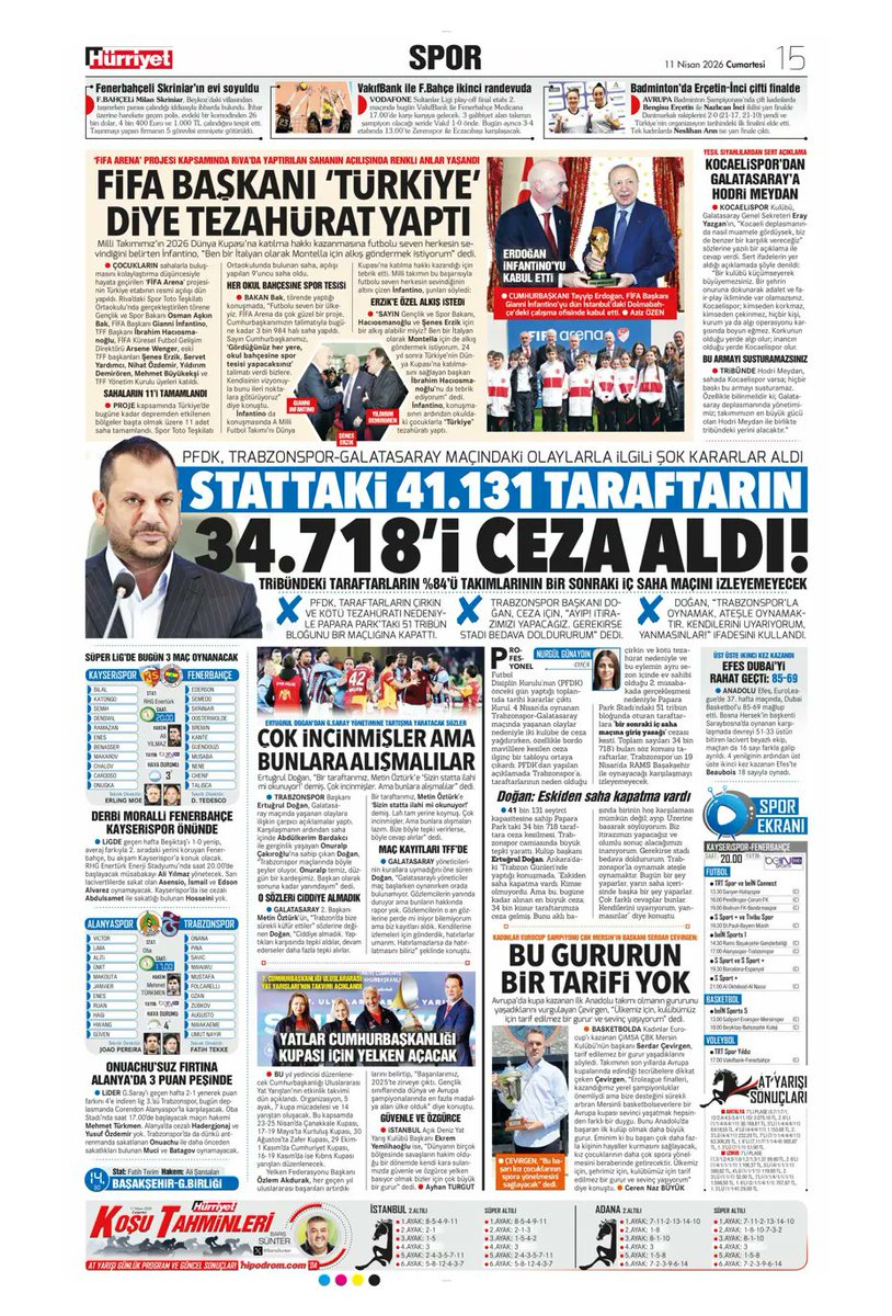 Hepimiz gözden kaçırdık ama Trabzonspor'a verilen tribün bloke cezasının boyutu ülkemizdeki büyük bir çifte standartı su yüzüne çıkardı. GS stadındaki derbilerde olanlardan daha fazla bir şey olmadı ama 'temsilci raporlarındaki çifte standartla' TS'ye ceza yağdı. FB'ye de